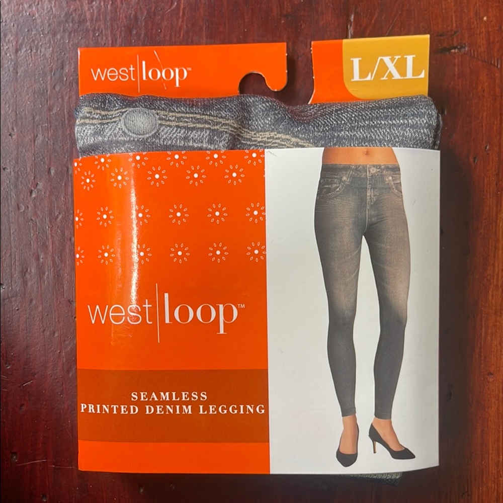 Gray Seamless Denim-Look Leggings Full Stretch Y2K